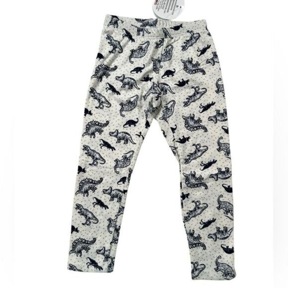 NWT Dot Dot Smile Toddler Girls/Boys White/Black Dinosaur Leggings - Size 2T - Picture 1 of 5